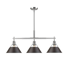  3306-LP PW-RBZ - Orwell PW 3 Light Linear Pendant in Pewter with Rubbed Bronze shades